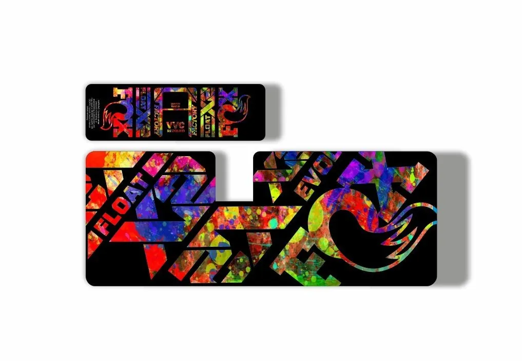 FOX Float X2 2021 MTB Rear Shock Suspension Sticker Adhesive Decal Kit Oil Slick - 1