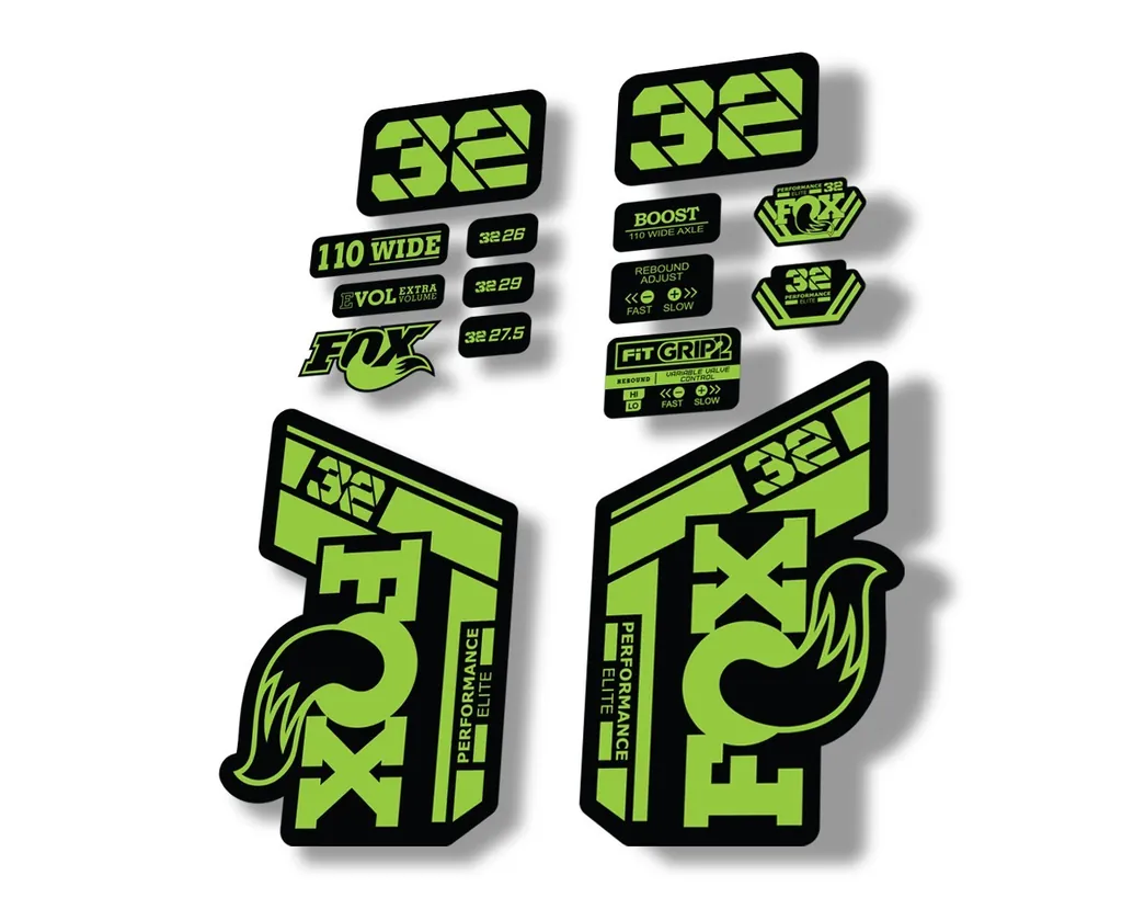 FOX 32 Performance Elite 2021 Factory Fork Decals Suspension Sticker Green - 1