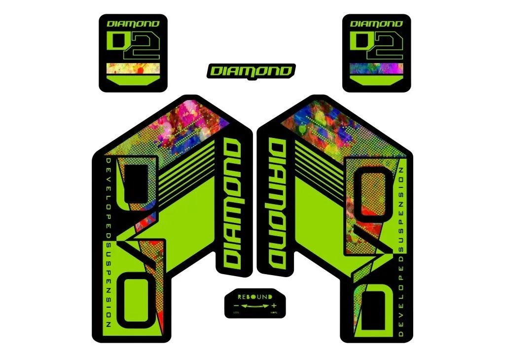 DVO Diamond D2 2020 Fork Suspension Sticker Decal Kit Adhesive Oil Slick - 1
