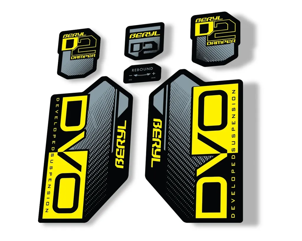 DVO Beryl D2 2019 Fork Suspension Sticker Factory Decal Adhesive Yellow - 1