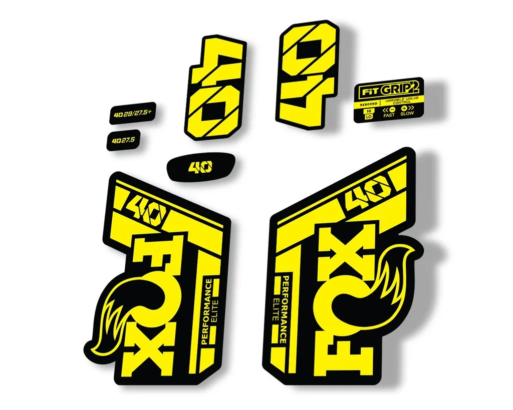 FOX 40 Performance Elite 2021 Fork Decals Suspension Sticker Adhesive Yellow - 1