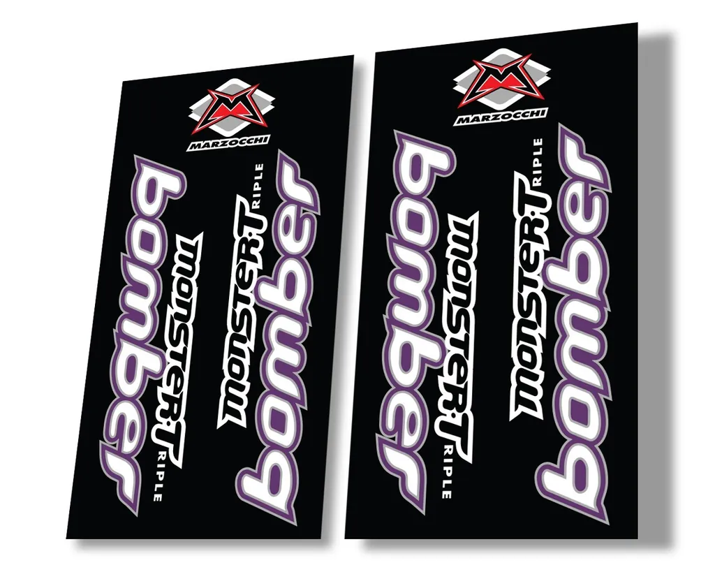 Marzocchi Bomber Monster Triple 1999 Suspension Decal Kit Sticker Set Purple - 1