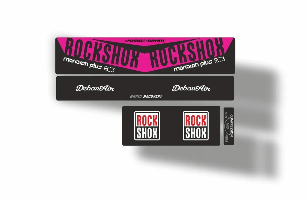 Rock Shox 2016 MONARCH Plus RC3 Rear Shock MTB Decal Sticker Adhesive Pink - 1
