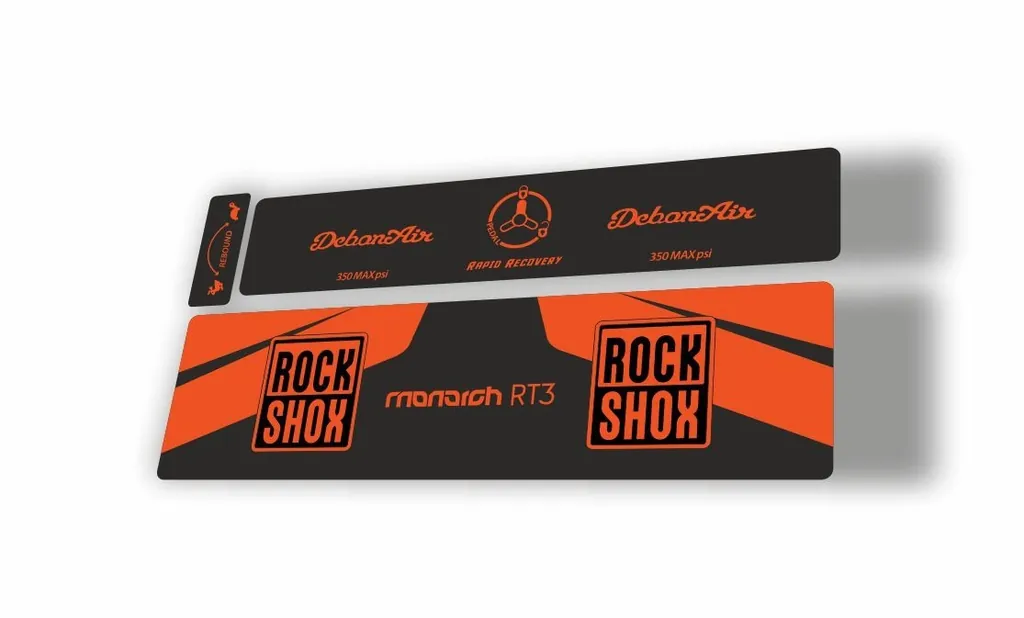 Rock Shox 2016 MONARCH RT3 Rear Shock MTB Decal Sticker Adhesive Orange - 1