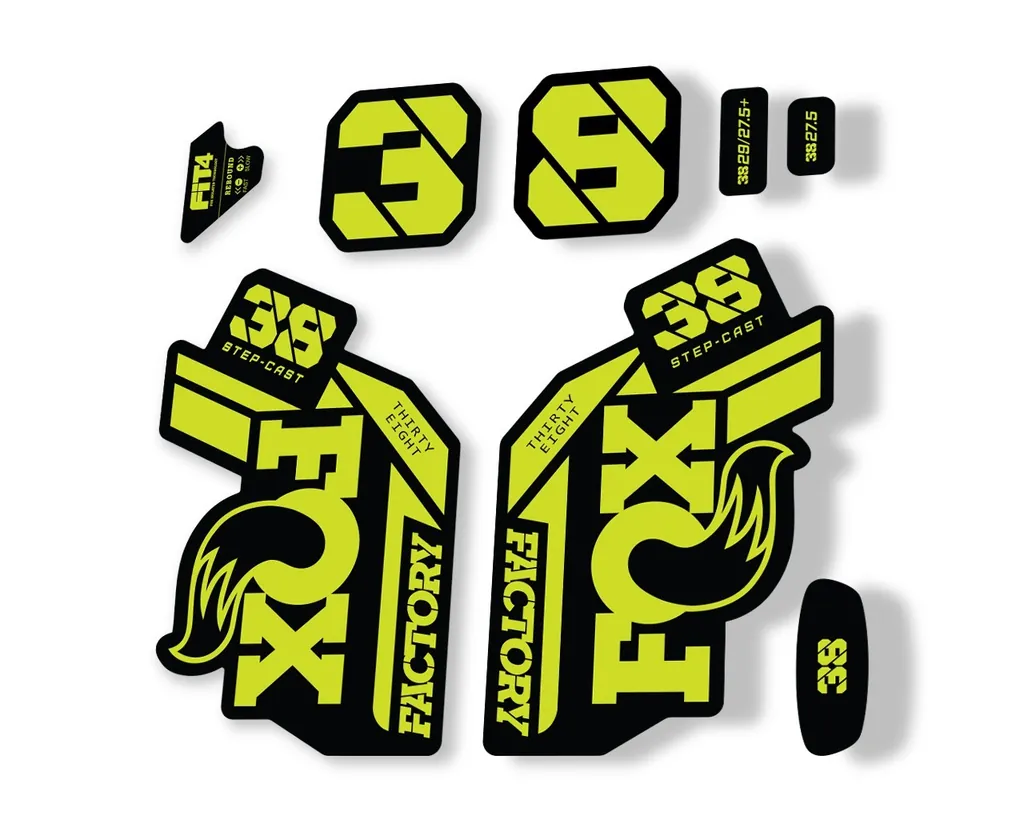 FOX 38 Step Cast SC 2021 Factory Fork Decals Suspension Sticker Lime Green - 1