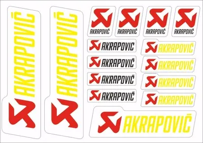 Akrapovic Decals Stickers for Exhaust Graphic Set Vinyl Adhesive 15 Pcs White - 1