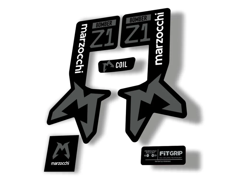 Marzocchi Bomber Z1 2025 2025 Fork Suspension Sticker Decal Kit Adhesive Gray - 1