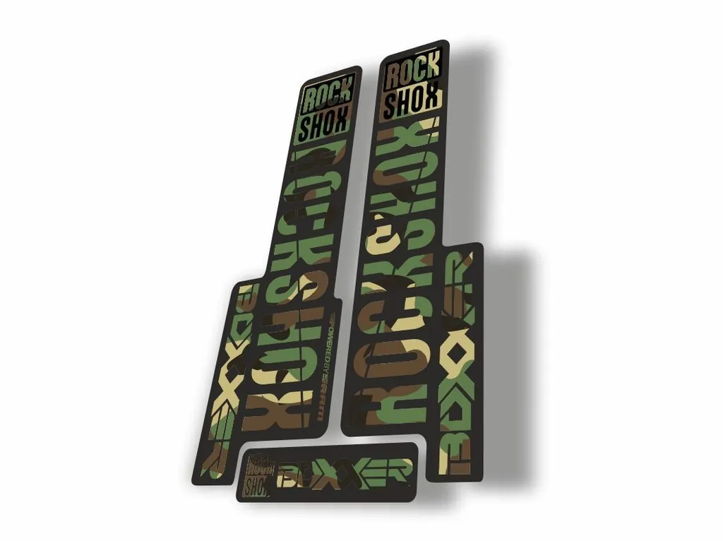 Rock Shox BOXXER 2018 Mountain Bike Cycling Decal Kit Sticker Adhesive Camo - 1