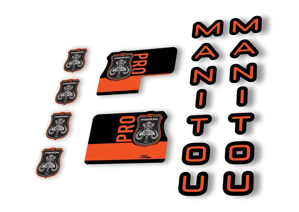 Manitou Mastadon Pro 2020 Fork Suspension Decal Kit Sticker Set Orange - 1