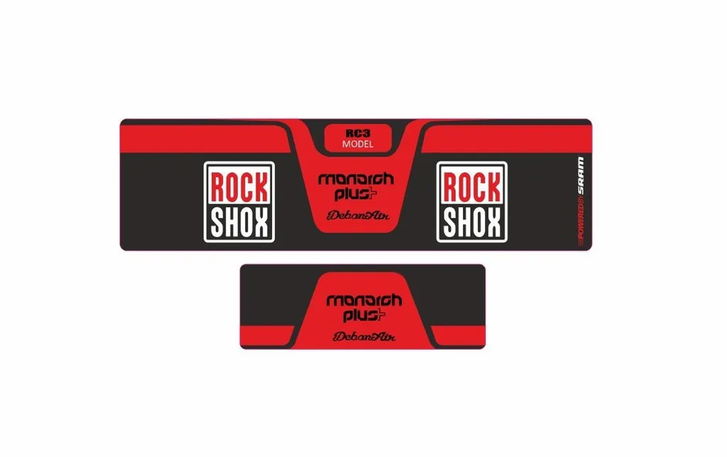 Rock Shox MONARCH Plus RC3 Debon Air Rear Shock Decal Sticker Adhesive Red - 1
