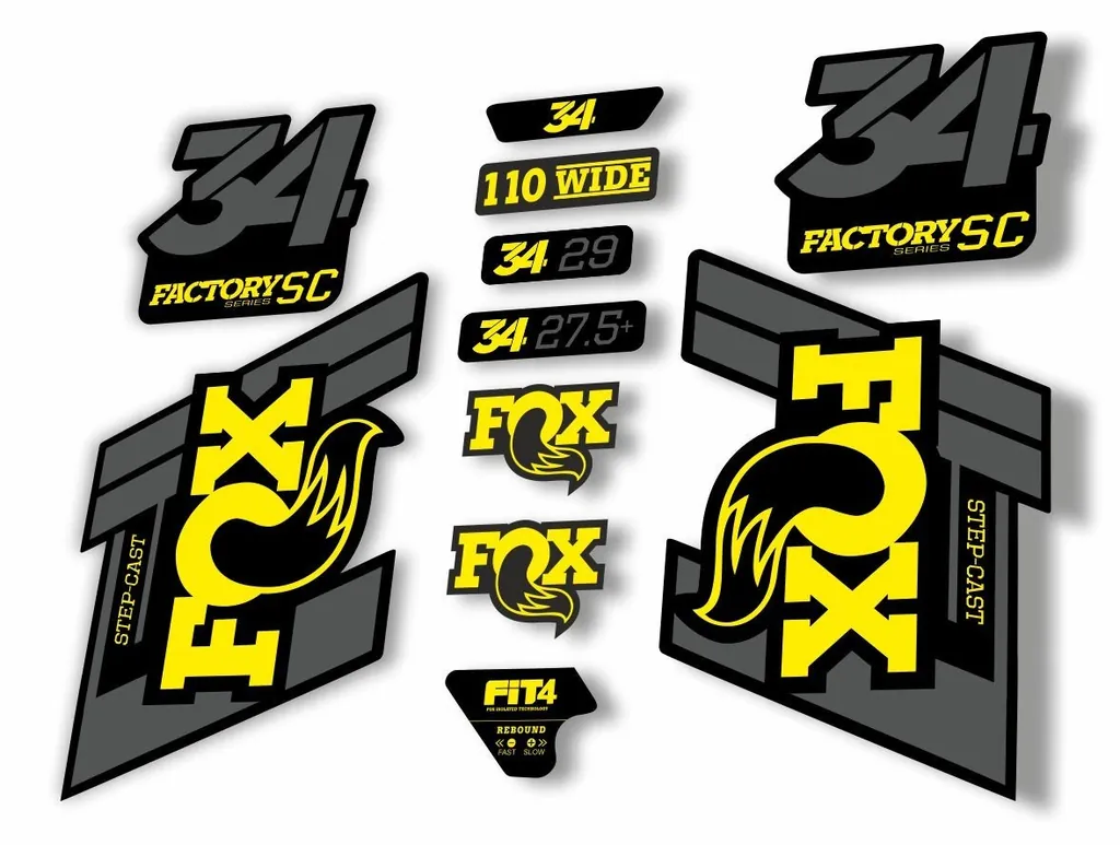 FOX 34 Step Cast SC 2019 Fork Suspension Factory Decal Sticker Yellow Gray - 1
