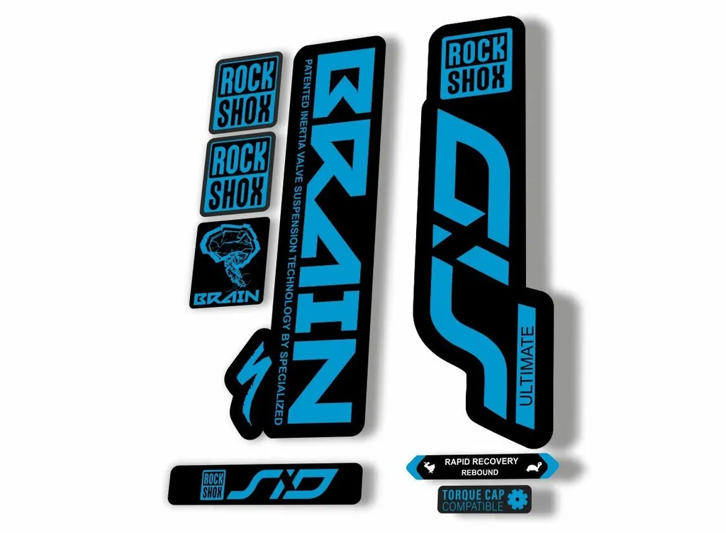 Rock Shox SID Brain ULTIMATE 2020 Mountain Bike Cycling Decal Sticker Kit Blue - 1