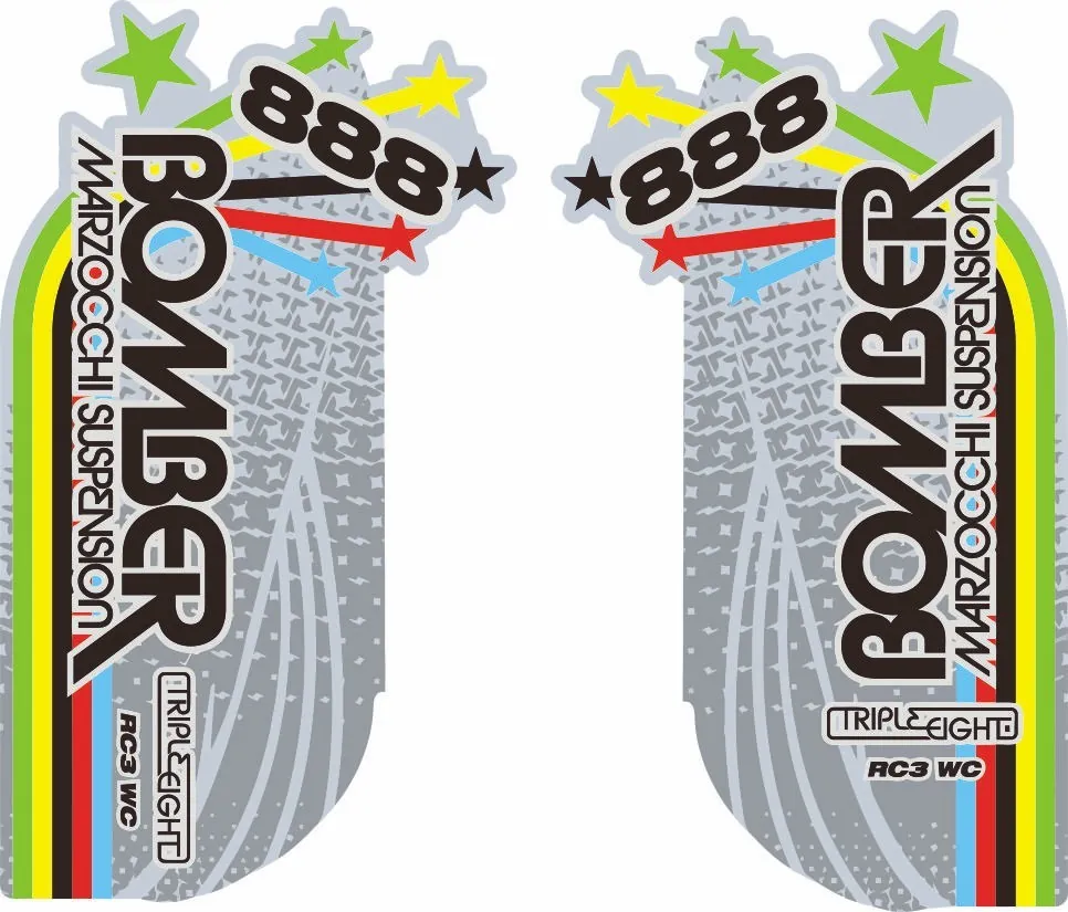 Marzocchi 888 WC 2008 Ltd Edition Graphic Decal Kit Sticker Adhesive Set Gray - 1