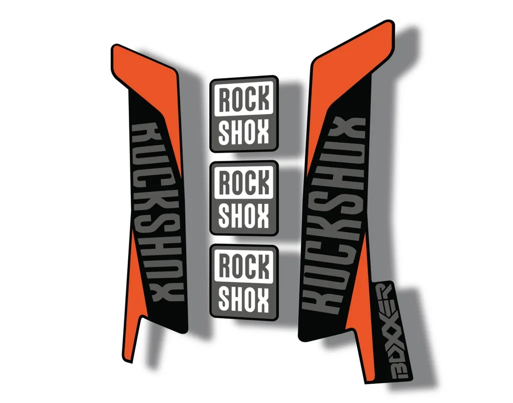 Rock Shox BOXXER 2017 Mountain Bike Cycling Decal Kit Sticker Orange Gray - 1