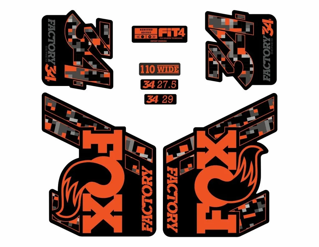 FOX 34 Float 2018-19 Fork Suspension Factory Decal Sticker Adhesive Pixel Orange - 1
