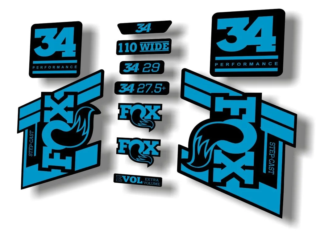 FOX 34 Step Cast SC 2020 Fork Suspension Factory Decal Sticker Set Blue - 1