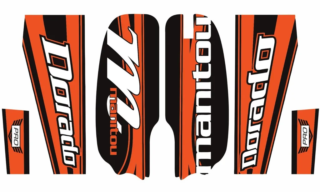 Manitou Dorado Pro Fork Suspension Graphic Decal Kit Sticker Set Orange - 1