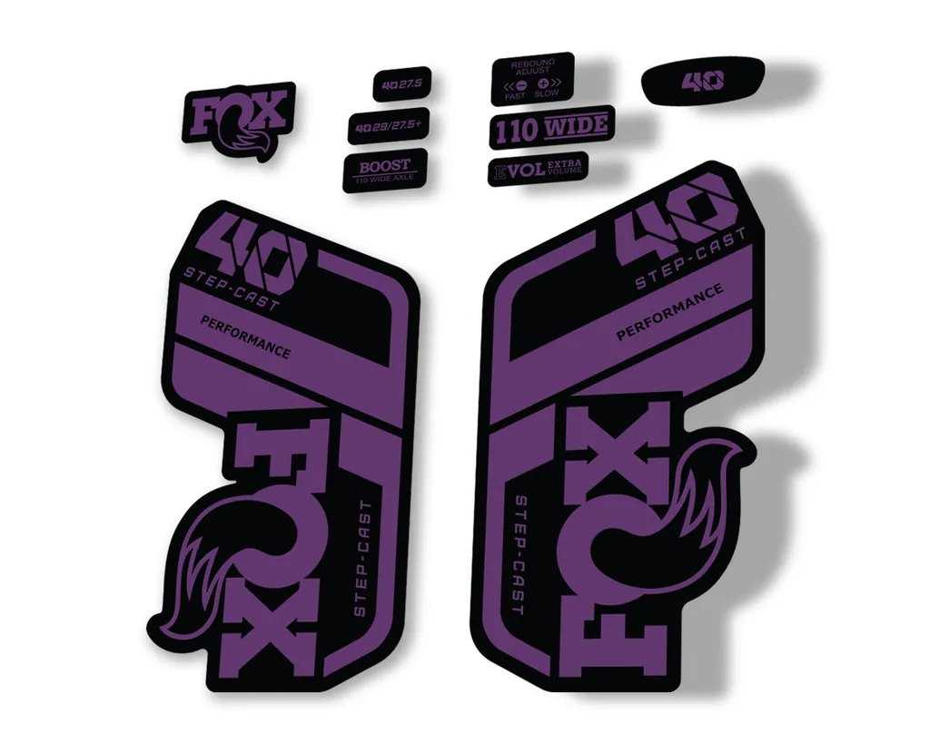 FOX 40 Step Cast SC 2021 Performance Fork Decals Suspension Sticker Purple - 1