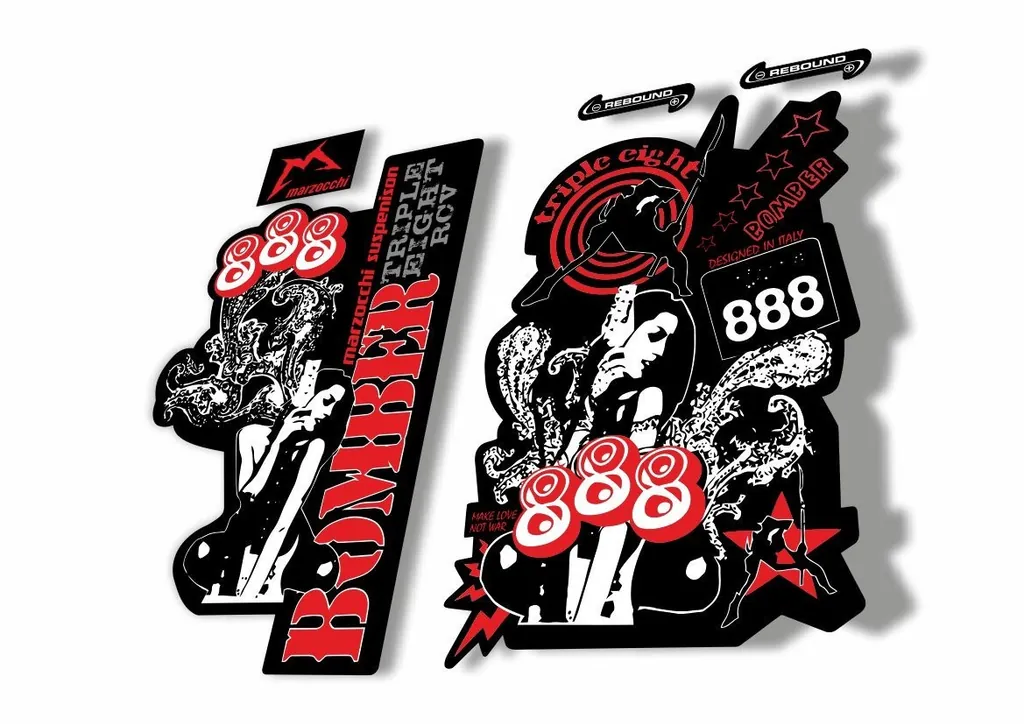 Marzocchi Bomber 888 RCV 2012 Fork Suspension Decal Kit Sticker Adhesive Set - 1