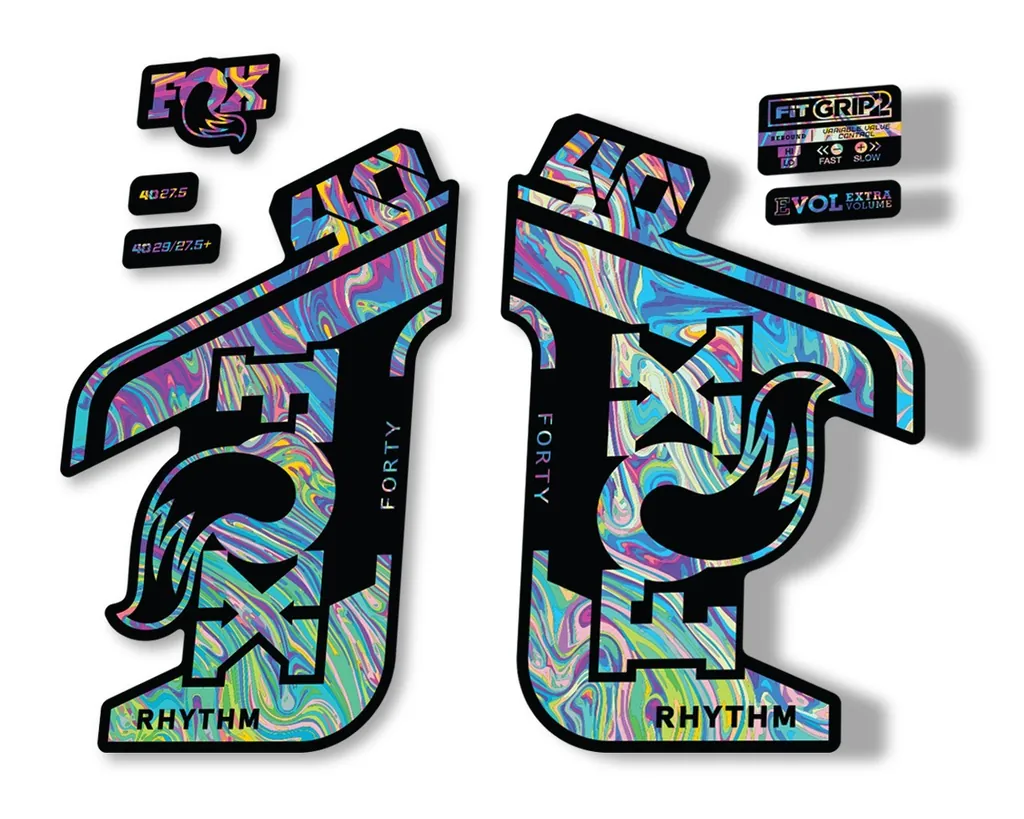 FOX 40 Rhythm 2021 Fork Decals Suspension Sticker Adhesive Oil Slick 1 - 1