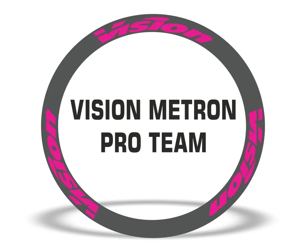 Vision Metron Pro Team Road Bike Rim Decal Wheel Sticker Set Adhesive Pink - 1