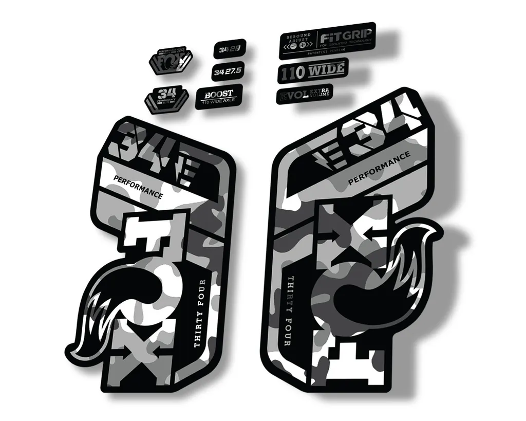 FOX 34 Performance E Bike 2021 Factory Fork Decals Suspension Sticker White Camo - 1
