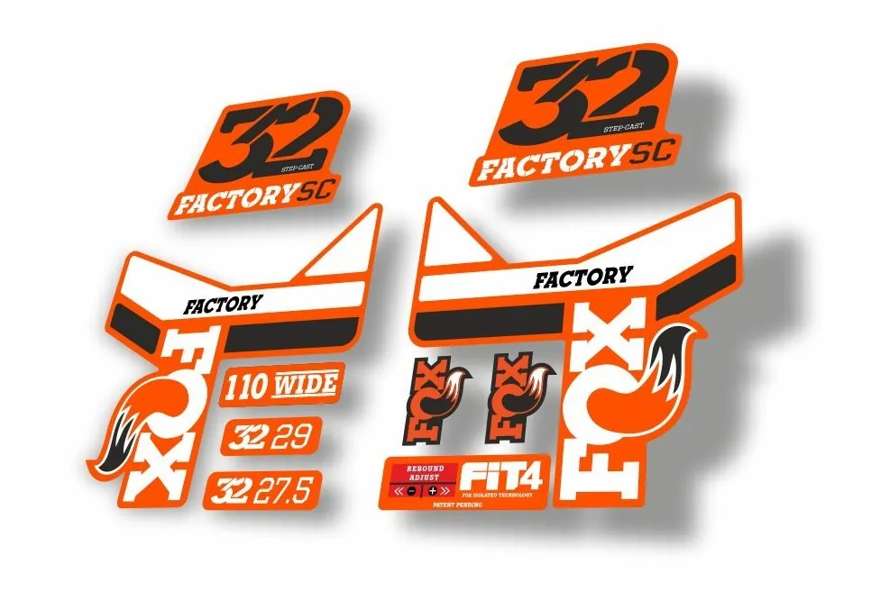 FOX 32 Step Cast SC Fork Suspension Factory Decal Stickers Adhesive Orange1 - 1