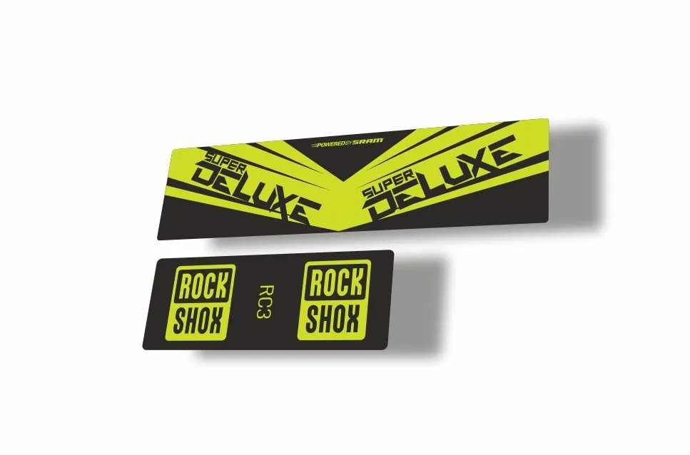 Rock Shox 2017 Super Deluxe RC3 Rear Shock MTB Decal Sticker Adhesive Lime Green - 1