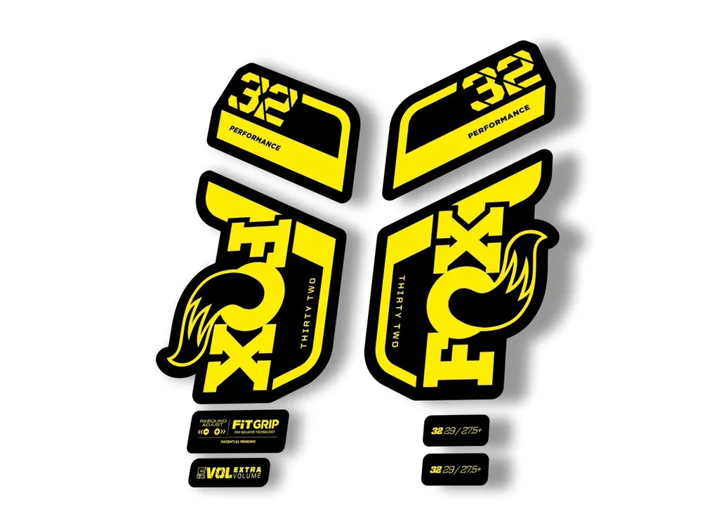 Fox 32 Performance 2021 Fork Suspension Factory Decal Sticker Adhesive Yellow - 1