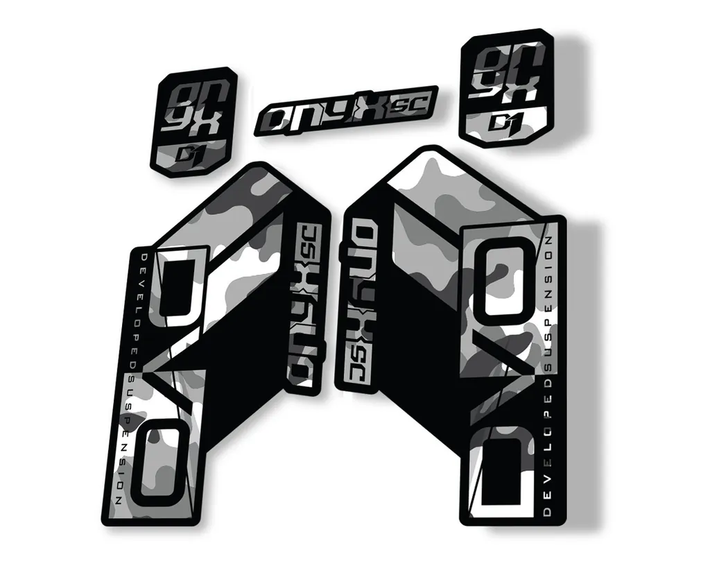 DVO Onyx SC D1 2019 Fork Suspension Sticker Factory Decal Adhesive White Camo - 1