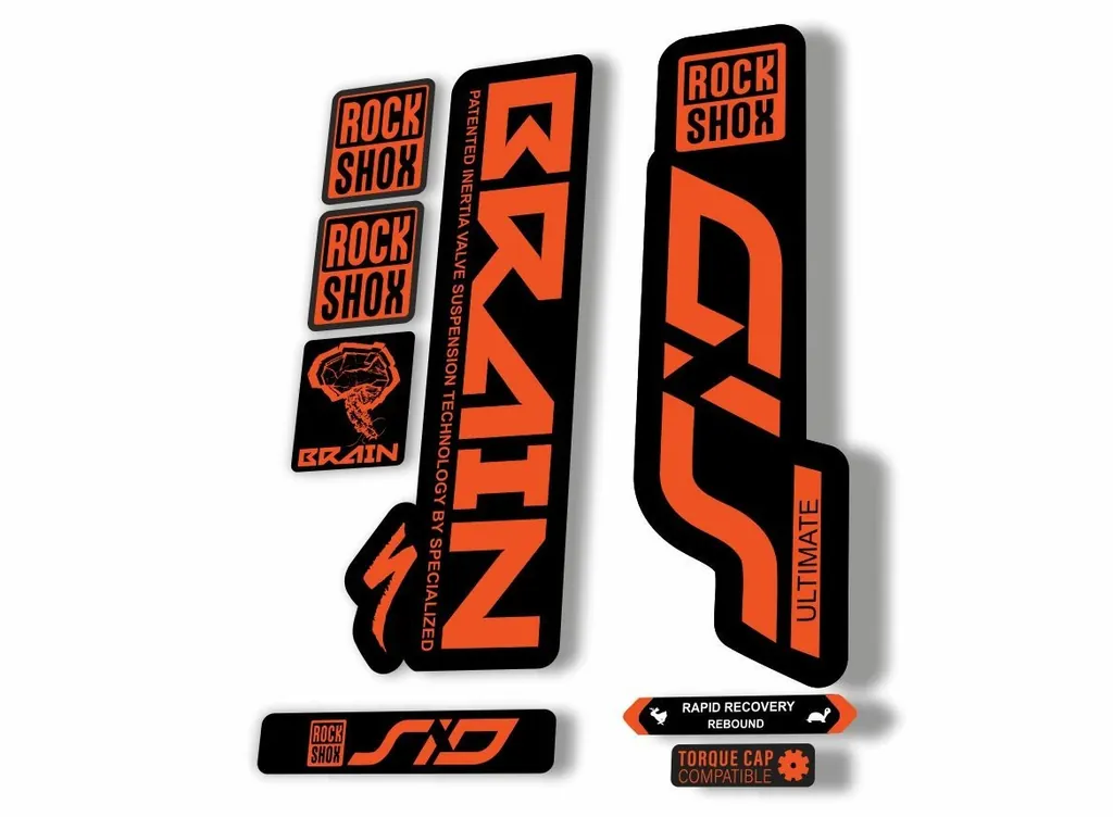 Rock Shox SID Brain ULTIMATE 2020 Mountain Bike Cycling Decal Sticker Kit Orange - 1