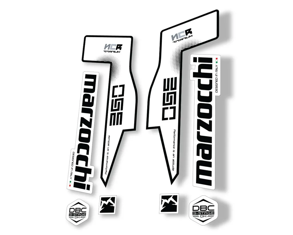 Marzocchi 350 NCR Titanium Fork Suspension Sticker Decal Adhesive Kit Black - 1