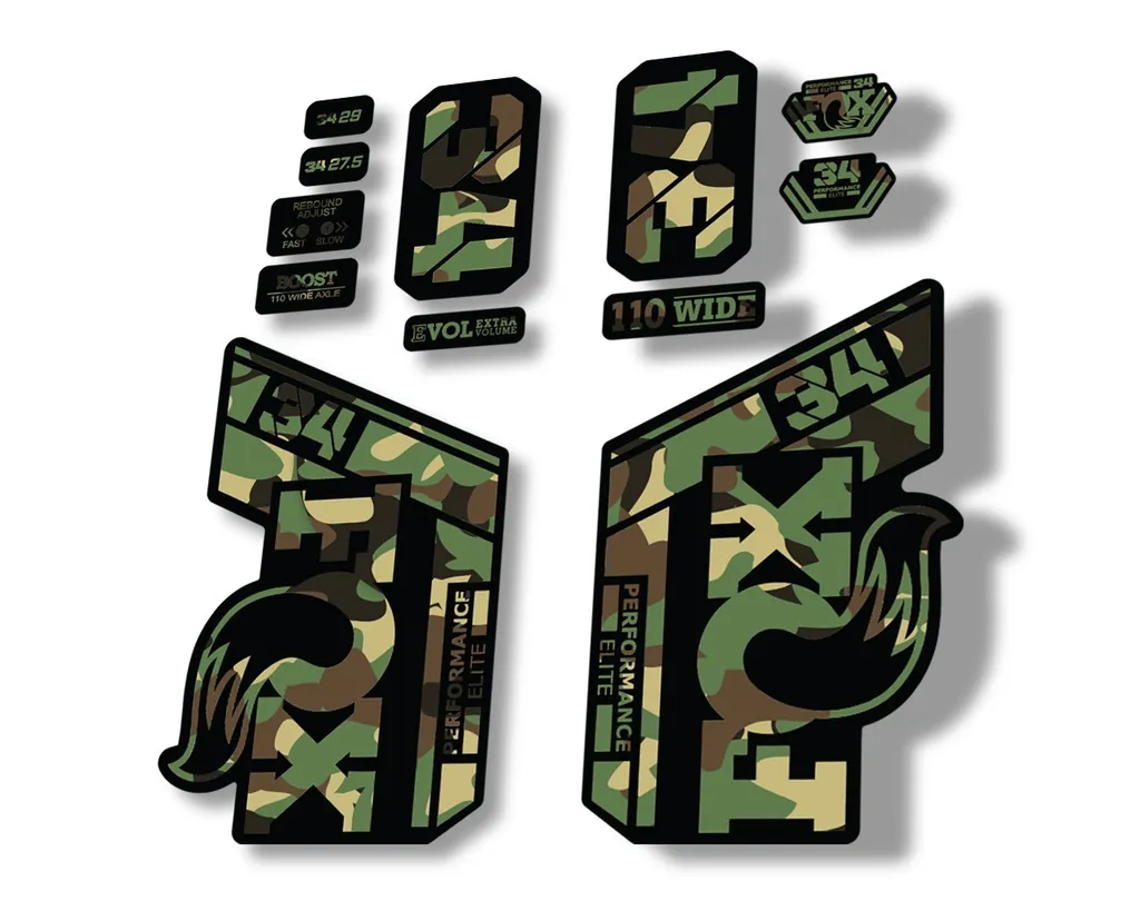 FOX 34 Performance Elite 2021 Factory Fork Decals Suspension Sticker Camo - 1
