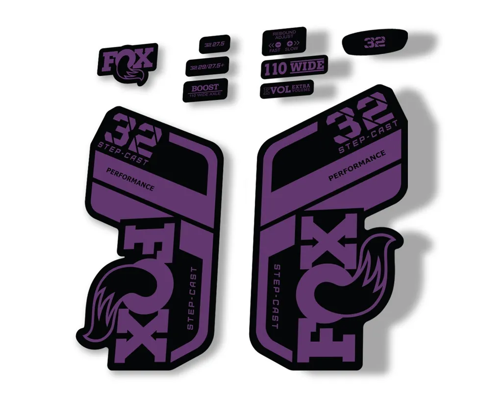 FOX 32 Step Cast Perf. 2021 Factory Fork Decals Suspension Sticker Purple - 1