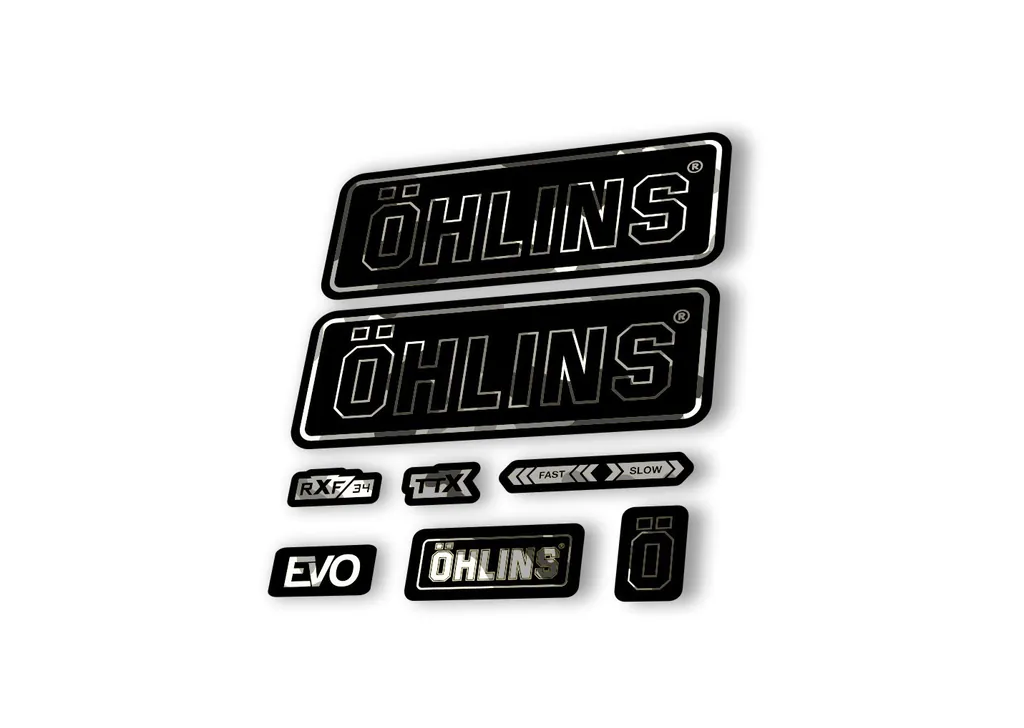 Ohlins RXF34 EVO 2018 Rear Shock Decal Mountain Bike Cycling Sticker White Camo - 1