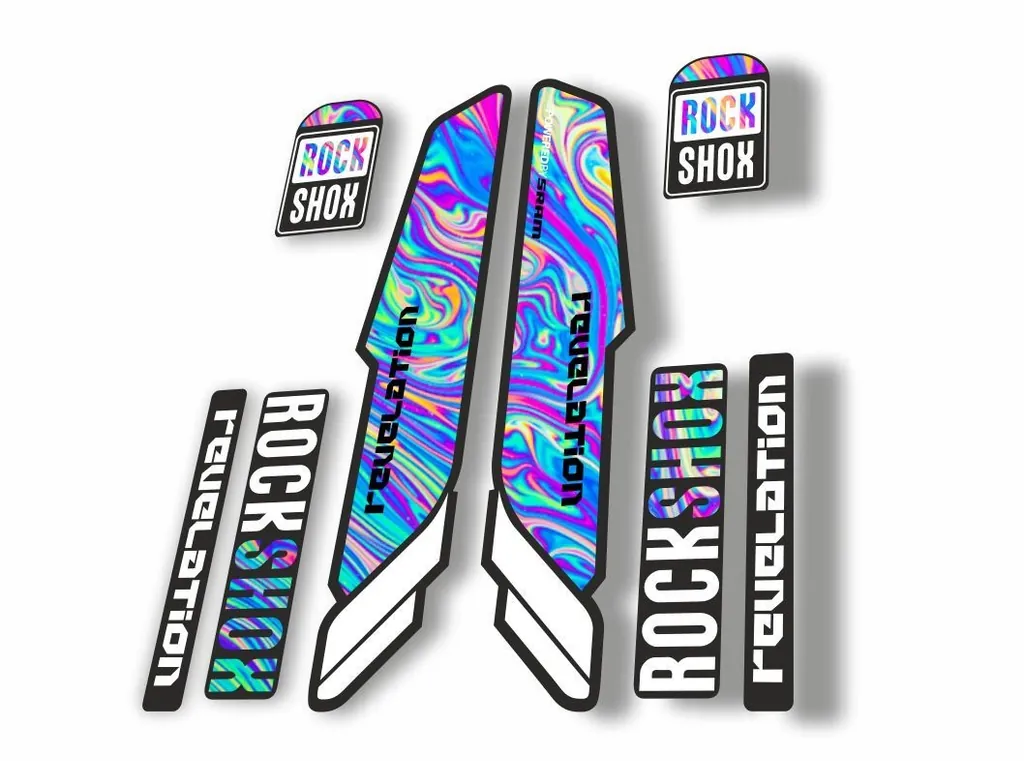 Rock Shox REVELATION 2013 Mountain Bike Cycling Decal Kit Sticker Oil Slick 1 - 1