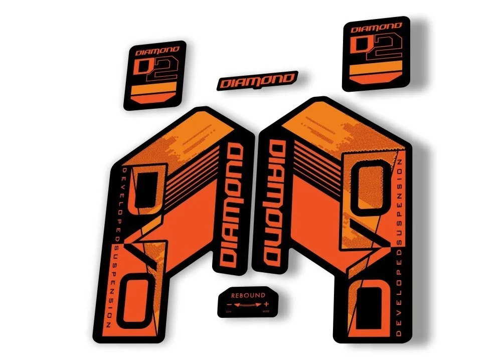DVO Diamond D2 2020 Fork Suspension Sticker Decal Kit Adhesive Orange - 1