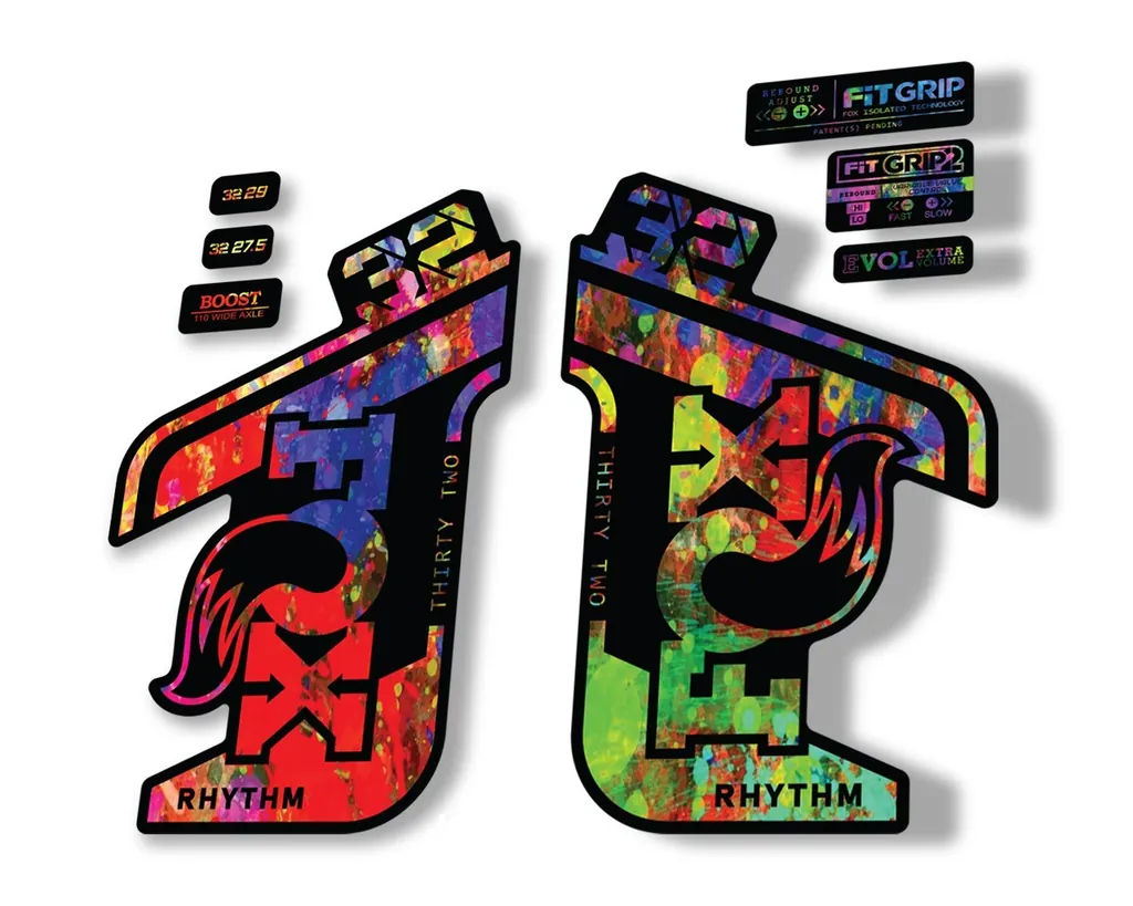 FOX 32 Rhythm 2021 Factory Fork Decals Suspension Sticker Oil Slick - 1