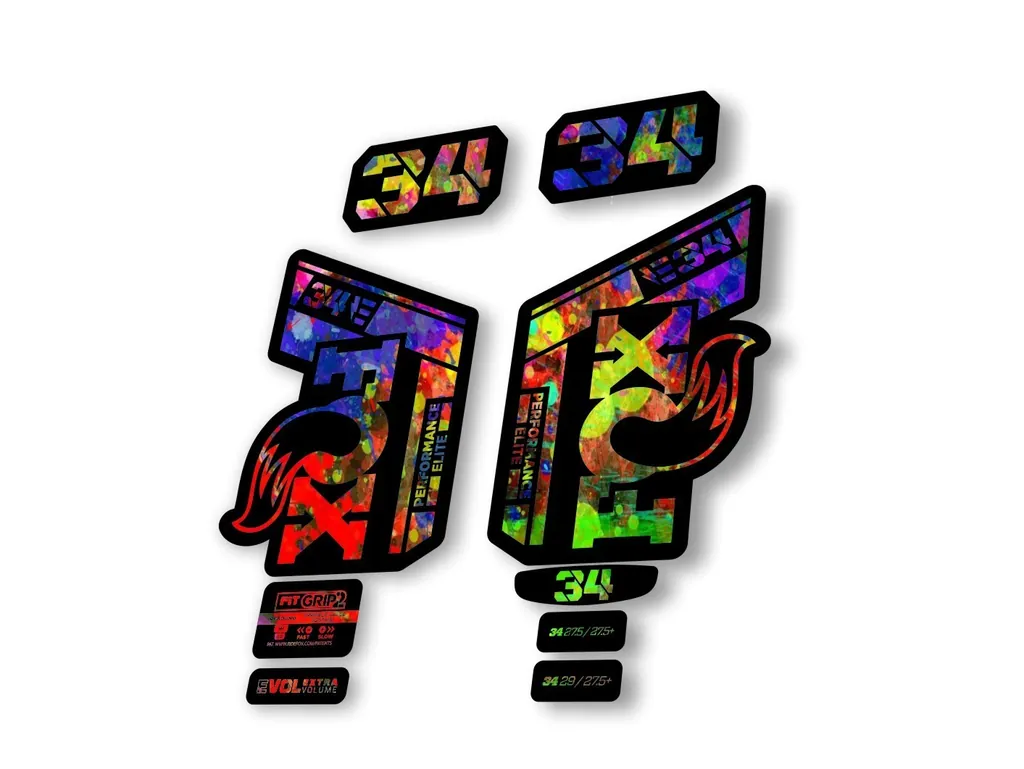 Fox 34 2022 Performance Elite E Bike Fork Decals Suspension Sticker Oil Slick - 1