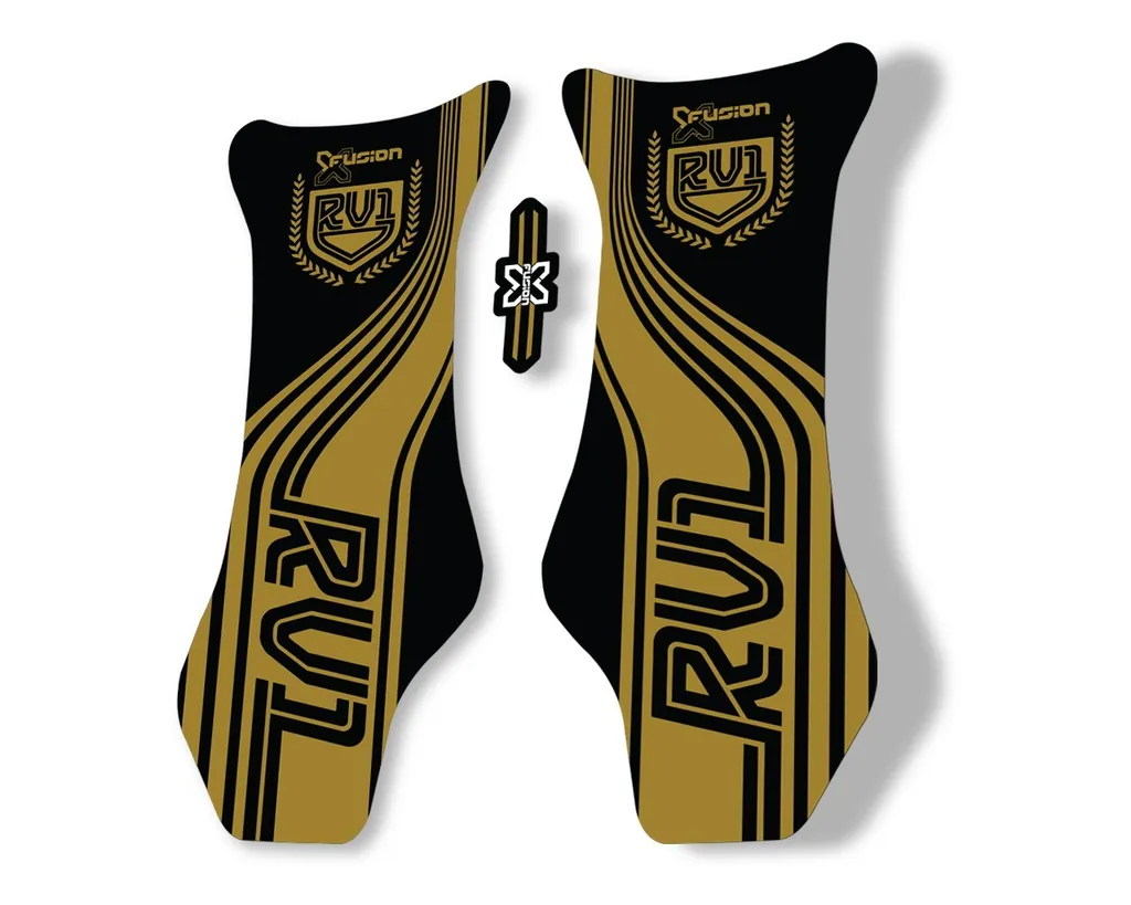X Fusion RV1 2018 Front Shock Suspension Sticker Factory Decal Gold - 1