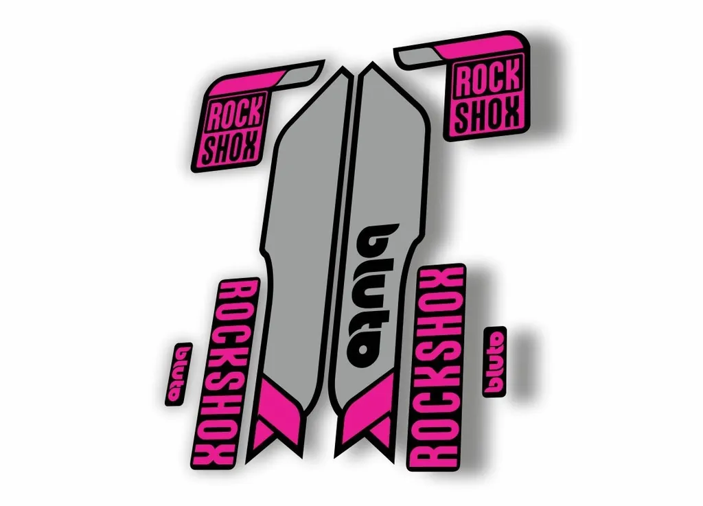 Rock Shox BLUTO 2016-17 Mountain Bike Cycling Fork Decal Sticker Pink Gray - 1