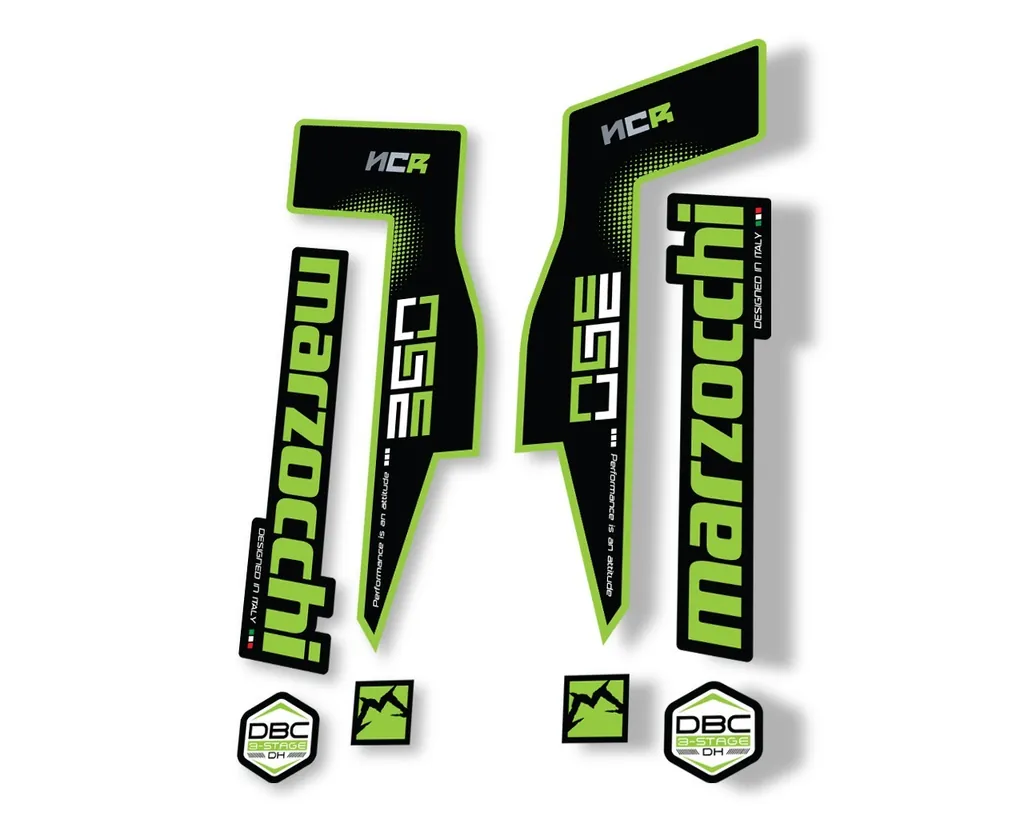 Marzocchi 350 NCR 2018 Fork Suspension Sticker Decal Adhesive Kit Green - 1