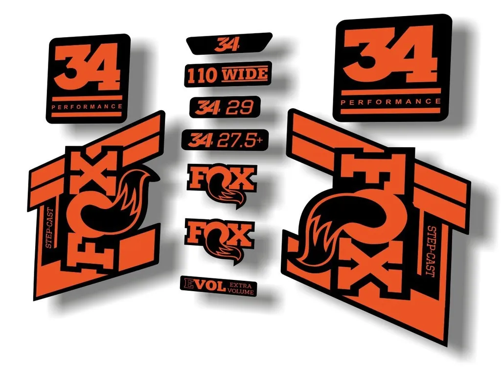 FOX 34 Step Cast SC 2020 Fork Suspension Factory Decal Sticker Set Orange - 1