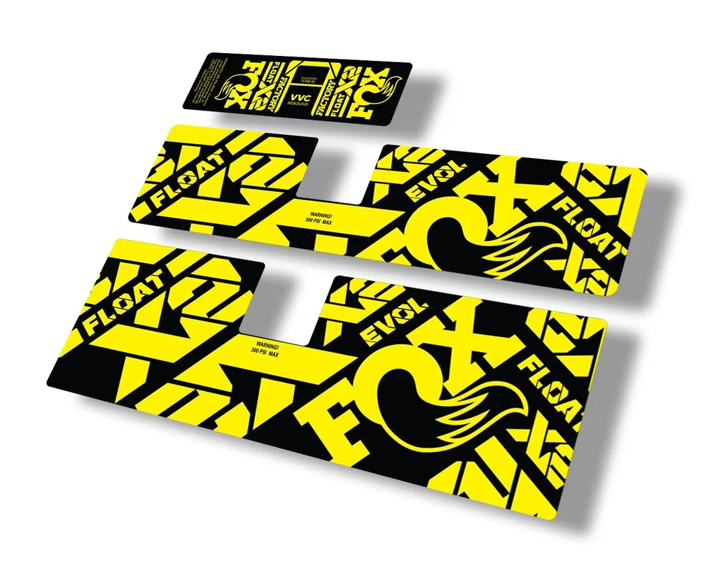 FOX Float X2 2021 Rear Shock Suspension Sticker Factory Decal Full Set Yellow - 1