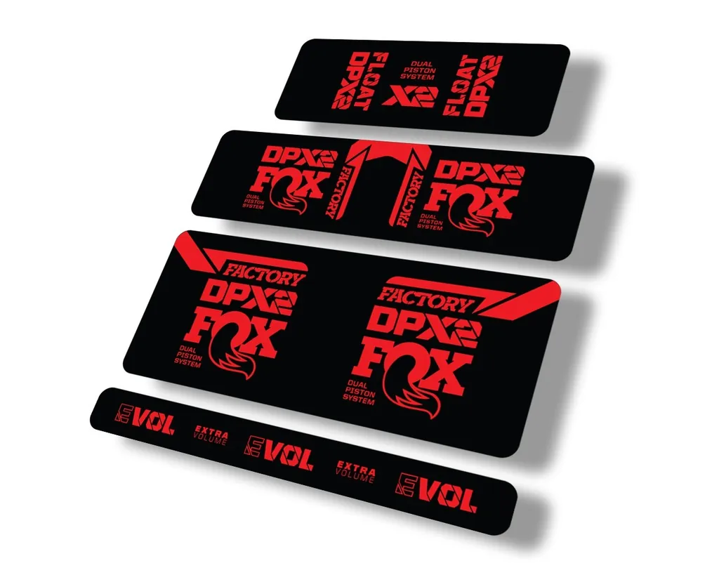 FOX Float DPX2 2021 Rear Shock Suspension Sticker Factory Decal Full Set Red - 1