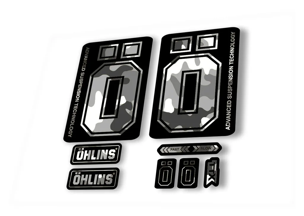 Ohlins DH38 2019 Fork Decal Mountain Bike Cycling Sticker Adhesive White Camo - 1