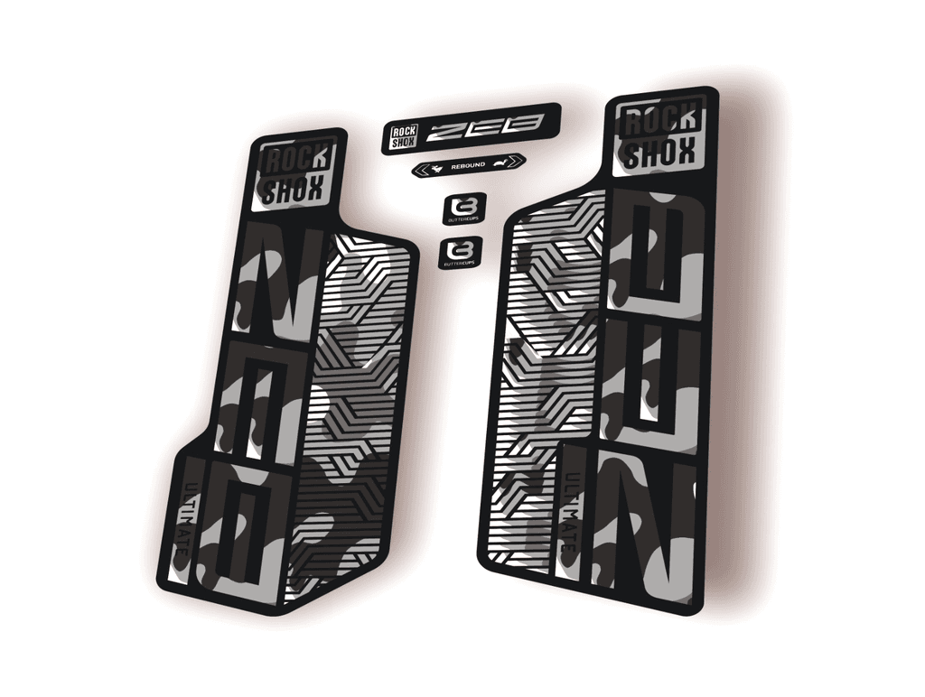 Rock Shox ZEB ULTIMATE 2024 Flight Attendant Bike Decal Sticker White Camo - 1