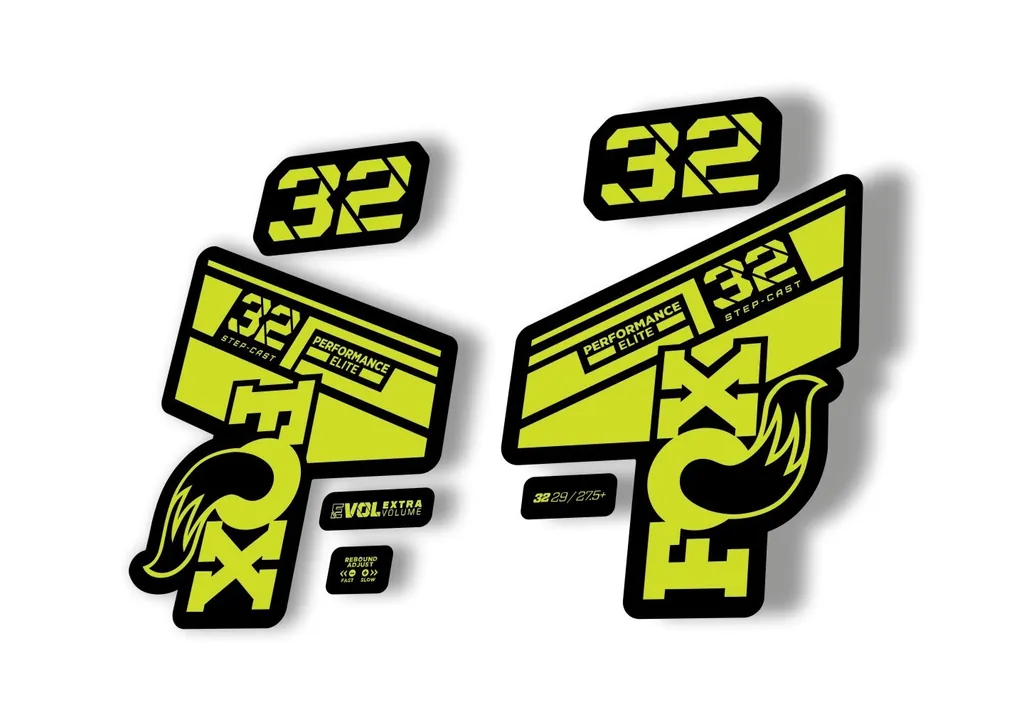 FOX 32 Step Cast Elite 2021 Factory Fork Decals Suspension Sticker Lime Green - 1