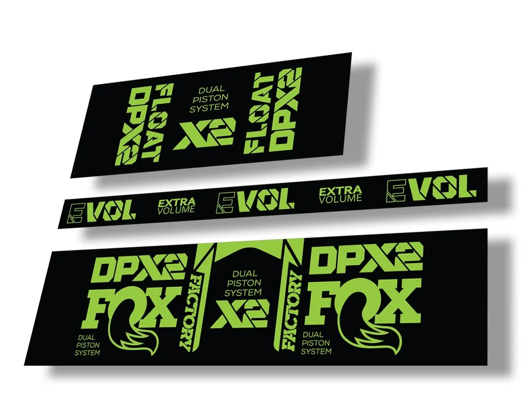 FOX Float DPX2 2021 Factory Rear Shock Suspension Sticker Decal Kit Green - 1
