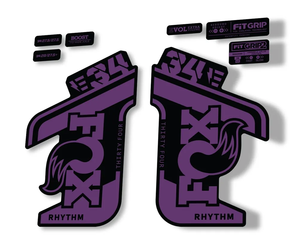 FOX 34 Rhythm E Bike 2021 Fork Decals Suspension Sticker Adhesive Purple - 1